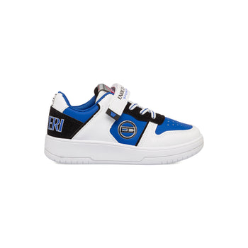 Sneakers bianche, nere e blu da bambino con logo laterale Enrico Coveri, Bambino Sport, SKU s342500186, Immagine 0
